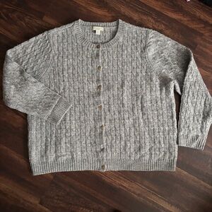 Vintage Appleseed's 100% Wool gray Cable Knit Cardigan Sweater Size 3X